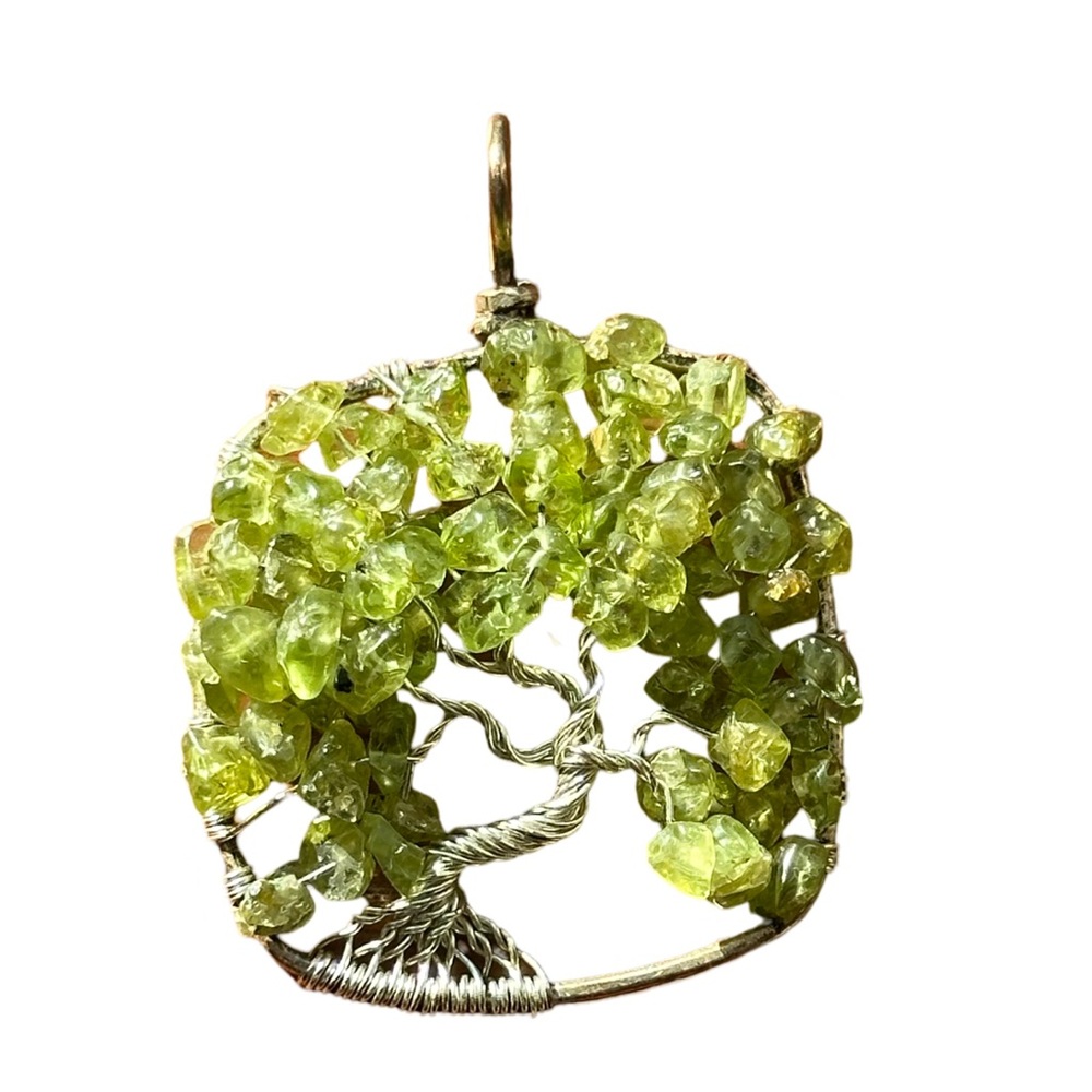 Sterling Silver and peridot tree pendant